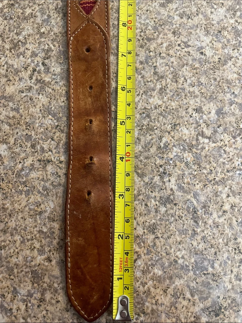 Brown Leather Belt with Multicolor Woven Inset